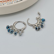 Gümüş Renk Shakira Model Sallantılı Nazar Boncuklu Halka Küpe – Xuping, Kararmaz, 2,5 cm