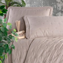 Mıcrofıber Nakışlı Yatak Örtüsü Seti Tek Kişilik Aspendos V1 Bej
