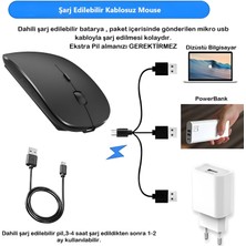 Anaway Shopping Bluetooth Şarjlı 2.4ghz Kablosuz Mouse | Sessiz Tıklama | Ergonomik Tasarım | Telefon,tablet, Pc, Mac, Laptop Uyumlu