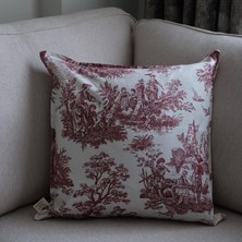 Bordo Vintage Desenli 50 x 50 Dekoratif Yastık Kılıfı