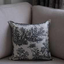 Siyah Vintage Desenli 50 x 50 Dekoratif Yastık Kılıfı