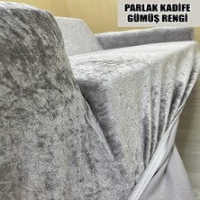 Parlak Kadife Kumaş 2 Adet Üçlü & Çekyat- 2 Adet Tekli Set Koltuk Kılıfı