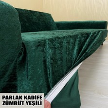 Parlak Kadife Kumaş 2 Adet Üçlü & Çekyat- 2 Adet Tekli Set Koltuk Kılıfı