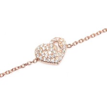 925 Ayar Gümüş Kalp Anahtar Deliği Modeli Zincir Bileklik