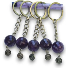 Faset Kesim Ametist Taşı Anahtarlık 127-5