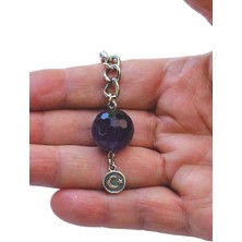 Faset Kesim Ametist Taşı Anahtarlık 127-5