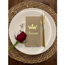 Kidspartim Gold Yaldızlı Kraft Queen Taç Detaylı Peçete 16 Adet