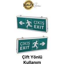 Işıklı Çift Yönlü Acil Çıkış Exit Tabelası Şarjlı Yönlendirme Güvenli Parlayan Uyarı Levhası