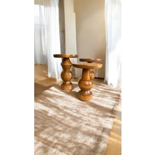 Simillo Home & Living Wood Ahşap 3 Lü Set Mantar Yan Sehpa / Tik Ağacı Renk / Zigon Sehpa
