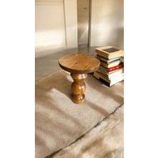 Simillo Home & Living Wooden Ahşap Tekli Mantar Yan Sehpa Modern Tik Ağacı Renk Fiskos