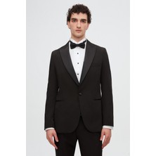 Twn Slim Fit Siyah Krep Desen Smokin Takim Elbise 4ESS5E3165093