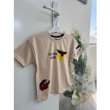 Erkek Çocuk Kartal Baskılı %100 Pamuk Yazlık Tişört | Rahat Kalıp Kısa Kollu Çocuk T-Shirt