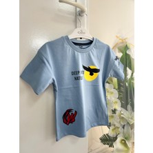 Erkek Çocuk Kartal Baskılı %100 Pamuk Yazlık Tişört | Rahat Kalıp Kısa Kollu Çocuk T-Shirt