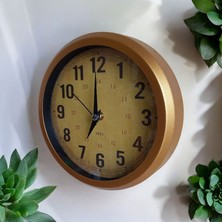 Gold Metal Esktme Mini Duvar Saati Çap 20  cm  Küçük Saat
