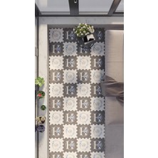 Dijital Baskılı Kare Desenli-Sweel Home Karakter Yazılı  Balkon Halısı Yolluk Yapboz  Puzzle Japon Halı