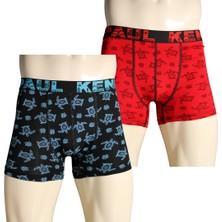 Kenn Paul 2'li Erkek Desenli Pamuklu Lüks Boxer | Yumuşak Kumaş |