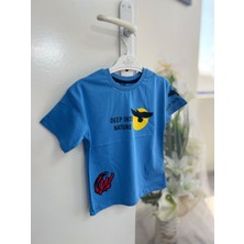 Erkek Çocuk Kartal Baskılı %100 Pamuk Yazlık Tişört | Rahat Kalıp Kısa Kollu Çocuk T-Shirt