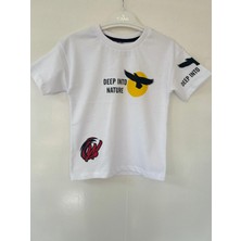 Erkek Çocuk Kartal Baskılı %100 Pamuk Yazlık Tişört | Rahat Kalıp Kısa Kollu Çocuk T-Shirt