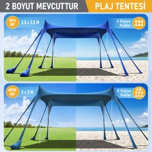 Haegs Plaj Gölgelik Tente Deniz Çadırı, Sahil Plaj Gölgeliği Kanopy Plaj Çadırı 250X250CM Açık Mavi