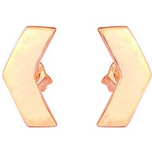 925 Ayar Gümüş Minik Chevron Küpe, Beyaz