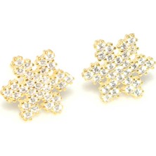 925 Ayar Gümüş Kar Tanesi Küpe, Beyaz - Beyaz Taş