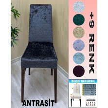 6 Adet Parlak Kadife Kumaş Sandalye Kılıfı Yıkanabilir Likralı Esnek Lastikli, Sandalye Örtü