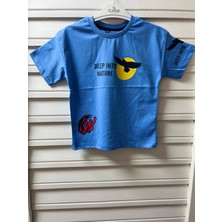 Erkek Çocuk Kartal Baskılı %100 Pamuk Yazlık Tişört | Rahat Kalıp Kısa Kollu Çocuk T-Shirt
