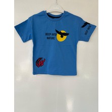 Erkek Çocuk Kartal Baskılı %100 Pamuk Yazlık Tişört | Rahat Kalıp Kısa Kollu Çocuk T-Shirt