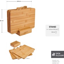 Karaca Triple 4 Parça Ayaklı Bambu Kesme Tahtası Seti 28 cm