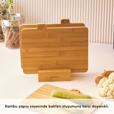 Karaca Triple 4 Parça Ayaklı Bambu Kesme Tahtası Seti 28 cm
