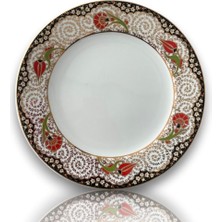 Dm Porselen Siyah Altın Porselen Tabak 25 cm