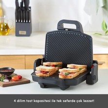 Karaca Future Essential Tost Makinesi Matte Black 1800 W 4 Dilim Kapasiteli