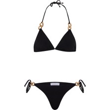 Aquella Zincir Aksesuarlı Siyah Üçgen Bikini Takım