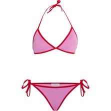 Aquella Biye Detaylı Pembe Üçgen Bikini Takım