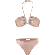 Aquella V Aksesuarlı Pudra Straplez Bikini Takım