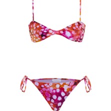 Aquella Desenli Kırmızı Straplez Bikini Takım