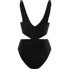 Düğüm Detay Siyah Mayo