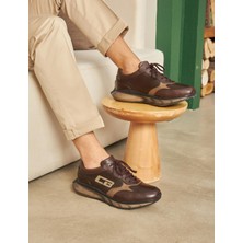 Cabani Light Eva Taban Hakiki Deri Kahverengi Bağcıklı Erkek Spor Ayakkabı