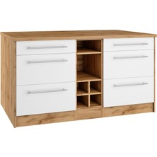 Boreas Mutfak Alt Modül 6 Çekmeceli -150 cm Beyaz-Tezgah Dahil-Çok Amaçlı Dolap