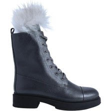 Pahabu Poletto  Hakiki Deri Grı Bot Düz  6319 24