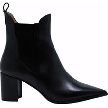 Pahabu Poletto  Hakiki Deri Sıyah Bot Topuklu 841 03