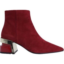 Pahabu Poletto  Hakiki Deri Kırmızı Bot Topuklu 8972 17 V3