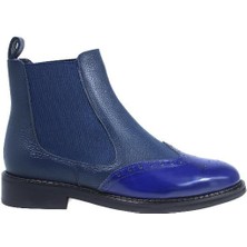 Pahabu Poletto  Hakiki Deri Lacıvert Bot Düz  5780 06 S