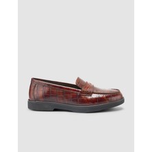 Cabani %100 Hakiki Deri Kahverengi Croco Desen Kadın Loafer