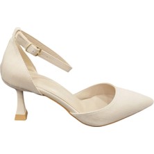 Ventes 120516Z 7 cm Kadeh Topuk Bilekten Bantlı Sivri Burun Kadın Saten Topuklu Ayakkabı