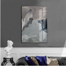 mor-Beyaz-Krem  Abstract Model 02 |çerçeveli Temperli Cam Tablo Tekli Dikey