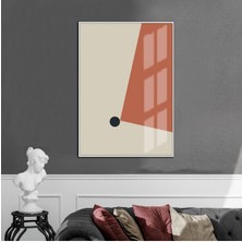 pembe-Krem-Lacivert Soyut Model 6 |çerçeveli Temperli Cam Tablo Tekli Dikey