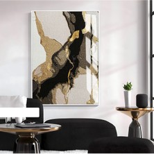 gri-Bronz-Siyah Soyut Model 2|çerçeveli Temperli Cam Tablo Tekli Dikey