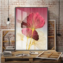 pembe-Gold Sonsuzlu Çiçeği Sağ |çerçeveli Temperli Cam Tablo Tekli Dikey