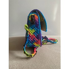 Handmade Renkli Kanvas Örgü Askılı Çanta